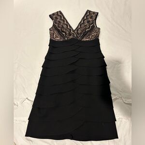 Jessica Howard Black Bodycon dress lace and ruffled 4P evening dress